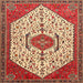 Round Machine Washable Traditional Tomato Red Rug, wshtr971