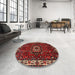 Round Machine Washable Traditional Brown Rug in a Office, wshtr972