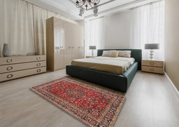 Traditional Orange Salmon Pink Persian Rug in a Bedroom, tr979