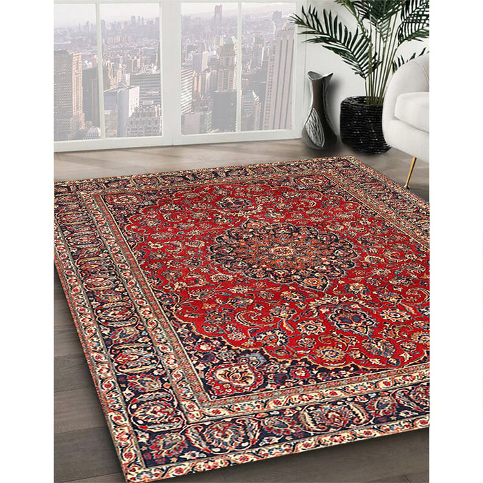 Machine Washable Traditional Orange Salmon Pink Rug in a Family Room, wshtr979