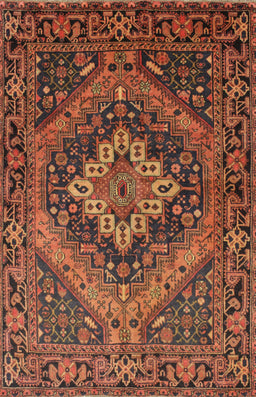 Machine Washable Traditional Vermilion Red Rug, wshtr97