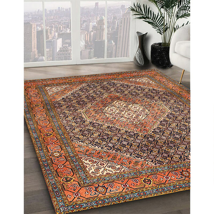 Machine Washable Traditional Saffron Red Rug in a Family Room, wshtr981