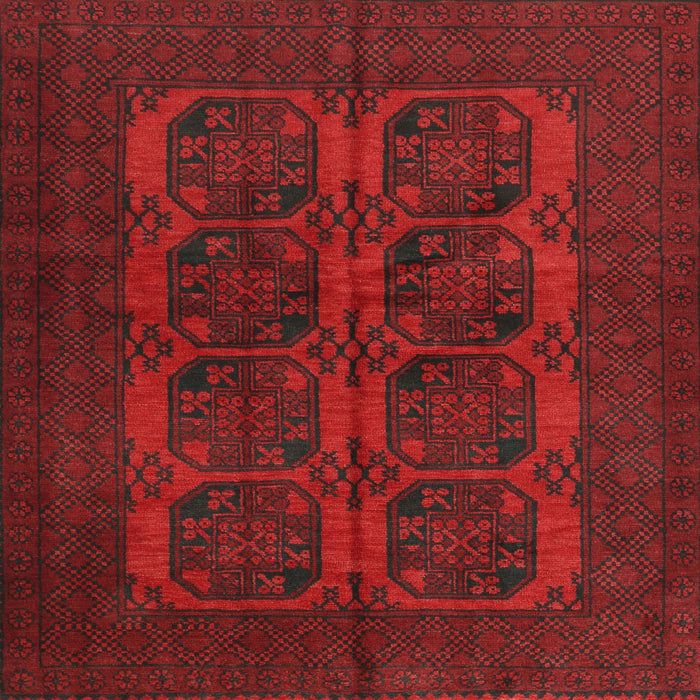 Square Traditional Saffron Red Persian Rug, tr982