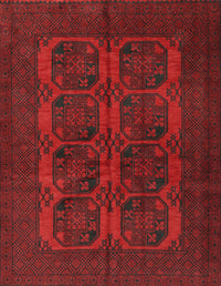 Machine Washable Traditional Saffron Red Rug, wshtr982