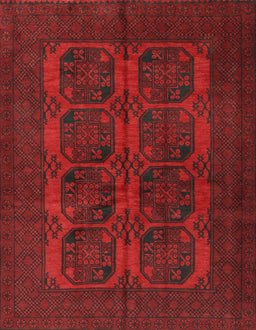 Machine Washable Traditional Saffron Red Rug, wshtr982