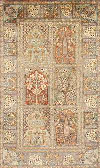 Machine Washable Traditional Brown Gold Rug, wshtr983