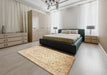 Machine Washable Traditional Khaki Gold Rug in a Bedroom, wshtr984