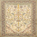 Square Traditional Khaki Gold Persian Rug, tr985