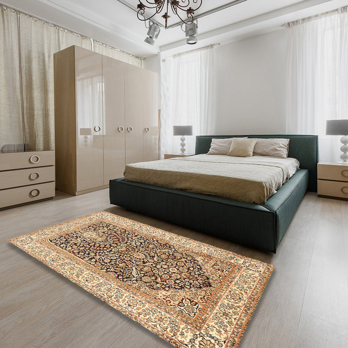 Traditional Sienna Brown Animal Rug in a Bedroom, tr987