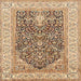 Round Machine Washable Traditional Sienna Brown Rug, wshtr987