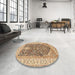 Round Traditional Sienna Brown Animal Rug in a Office, tr987