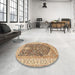 Round Machine Washable Traditional Sienna Brown Rug in a Office, wshtr987