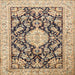 Square Traditional Chestnut Brown Medallion Rug, tr988