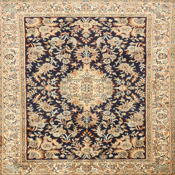 Round Machine Washable Traditional Chestnut Brown Rug, wshtr988