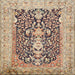 Square Traditional Chestnut Brown Animal Rug, tr989