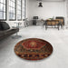 Round Traditional Saddle Brown Persian Rug in a Office, tr98