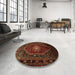 Round Machine Washable Traditional Saddle Brown Rug in a Office, wshtr98