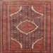 Square Traditional Orange Salmon Pink Medallion Rug, tr992