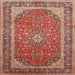 Round Machine Washable Traditional Red Rug, wshtr993