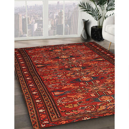 Traditional Brown Red Persian Rug in Family Room, tr994