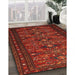 Traditional Brown Red Persian Rug in Family Room, tr994