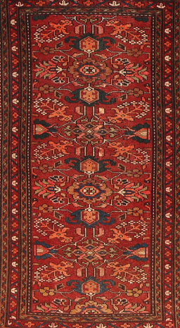 Machine Washable Traditional Brown Red Rug, wshtr994