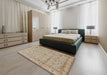 Traditional Brown Persian Rug in a Bedroom, tr995