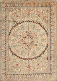 Machine Washable Traditional Brown Gold Rug, wshtr997