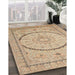 Traditional Brown Gold Medallion Rug in Family Room, tr997