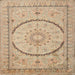 Square Traditional Brown Gold Medallion Rug, tr997