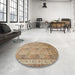 Round Machine Washable Traditional Sienna Brown Rug in a Office, wshtr998