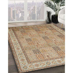 Traditional Sienna Brown Persian Rug in Family Room, tr998