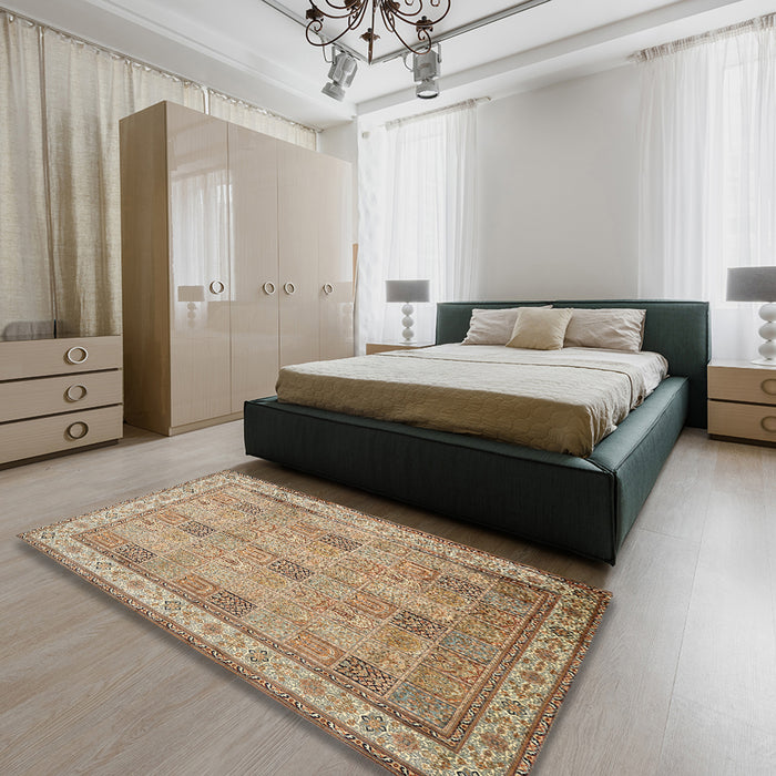 Machine Washable Traditional Sienna Brown Rug in a Bedroom, wshtr998