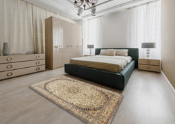 Traditional Brown Medallion Rug in a Bedroom, tr999