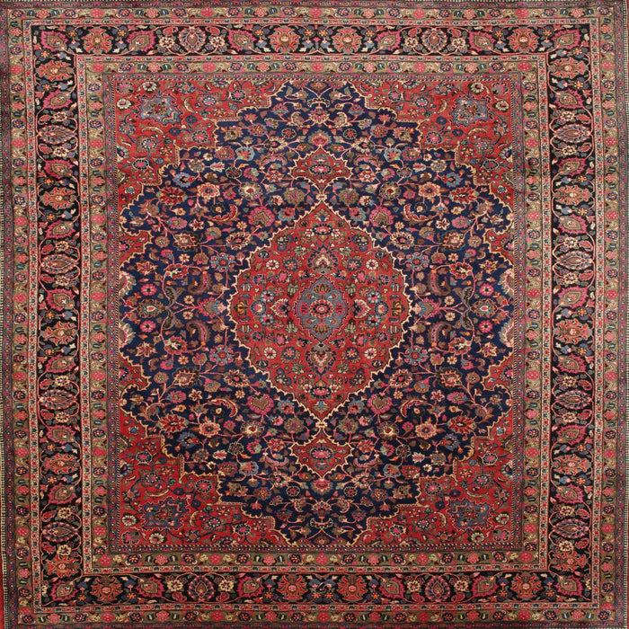 Round Machine Washable Traditional Saffron Red Rug, wshtr99