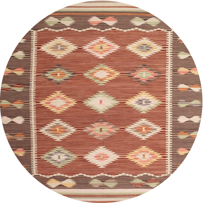Round Contemporary Sandy Brown Southwestern Rug, con1006