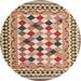 Round Contemporary Sienna Brown Modern Rug, con1007