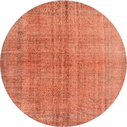 Round Machine Washable Contemporary Orange Red Rug, wshcon1014