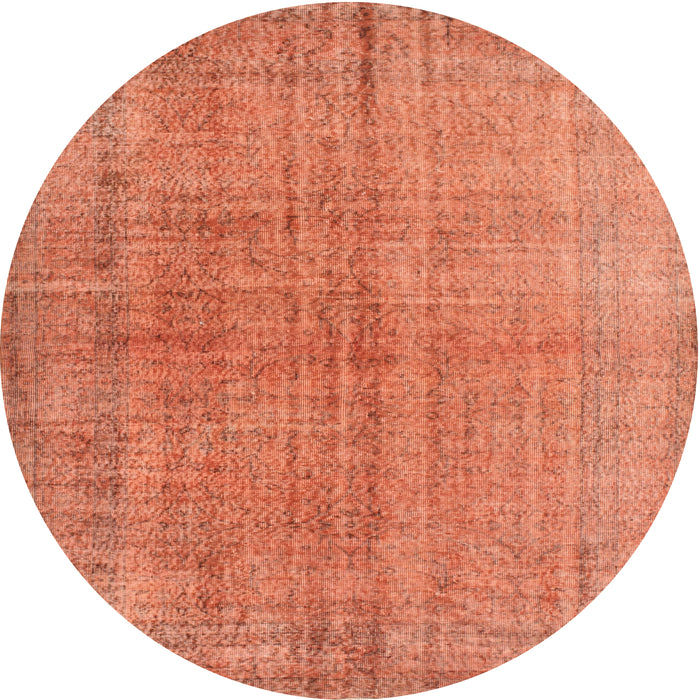 Round Machine Washable Contemporary Orange Red Rug, wshcon1014