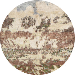 Round Contemporary Dark Gold Brown Modern Rug, con1021