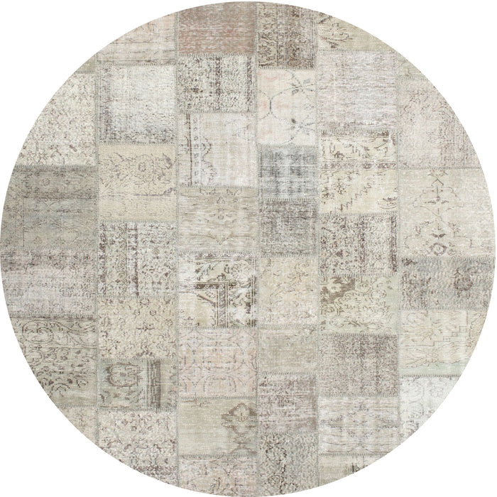 Round Machine Washable Contemporary Sage Green Rug, wshcon1022
