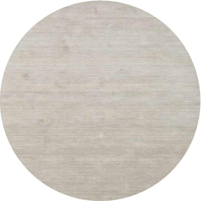 Round Contemporary Pale Silver Gray Solid Rug, con1026