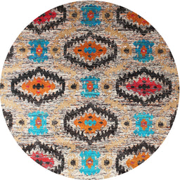 Round Machine Washable Contemporary Sepia Brown Rug, wshcon1030