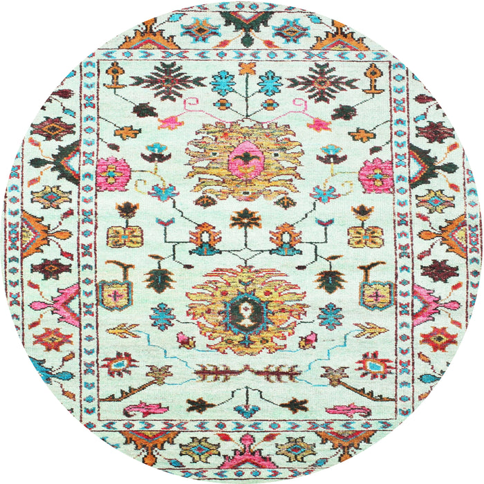 Round Contemporary Dark Almond Brown Modern Rug, con1031