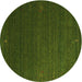 Round Machine Washable Contemporary Dark Forest Green Rug, wshcon1033