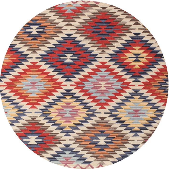 Round Contemporary Brown Red Southwestern Rug, con1040