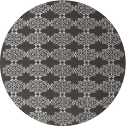 Round Contemporary Gunmetal Gray Modern Rug, con1041