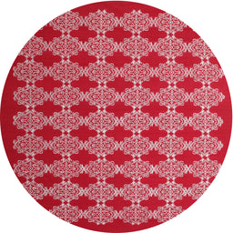 Round Contemporary Red Modern Rug, con1047