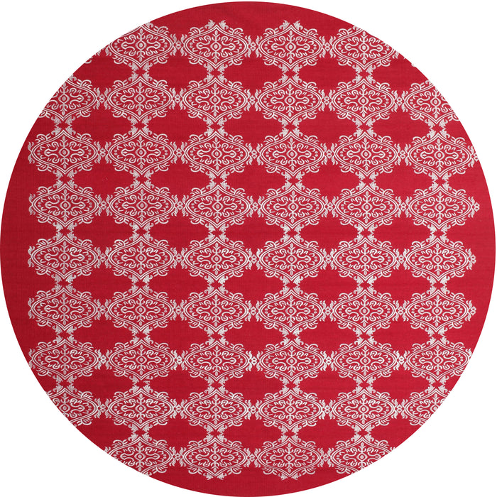Round Contemporary Red Modern Rug, con1047