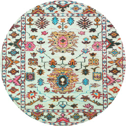 Round Contemporary Light Jade Green Modern Rug, con1053